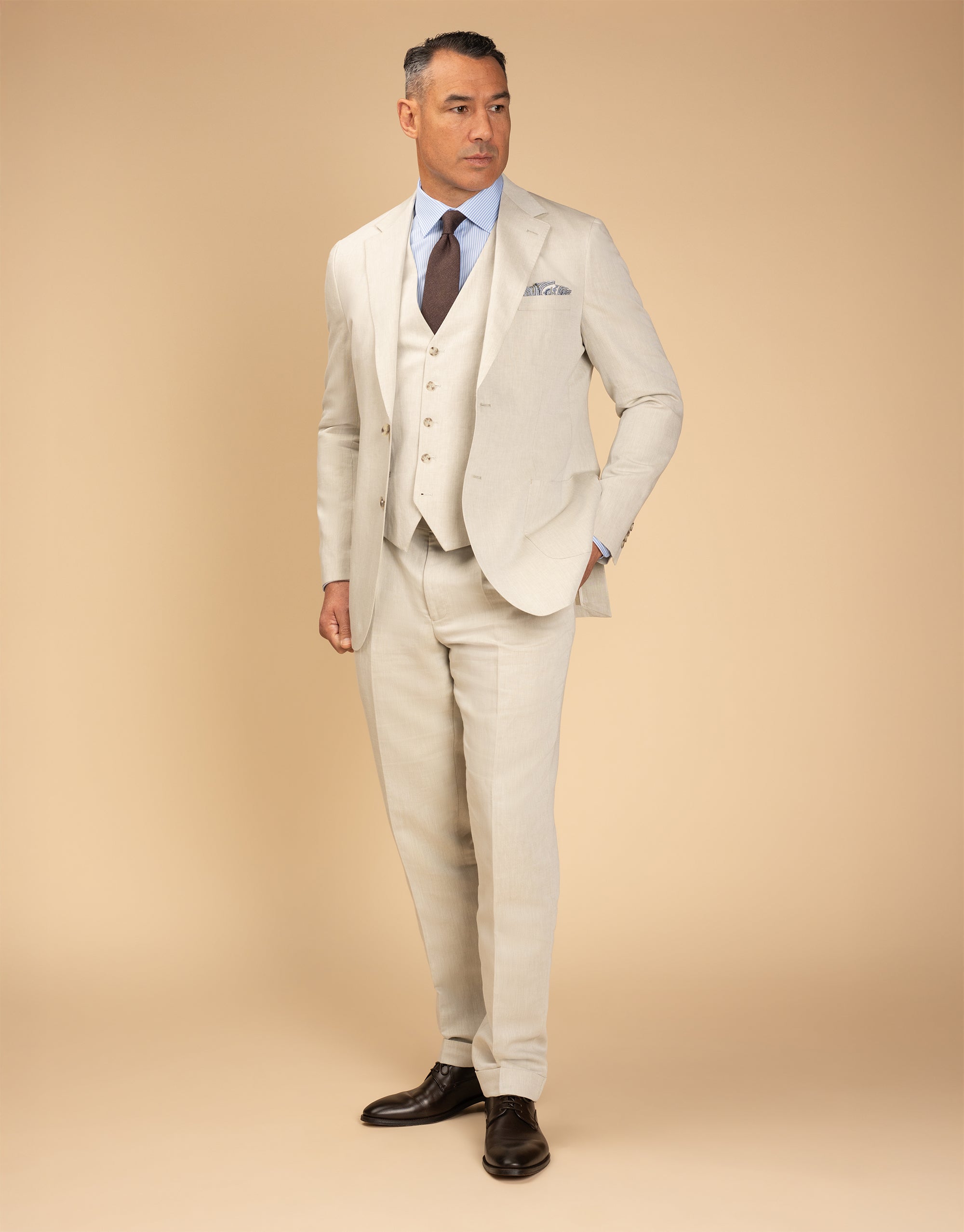 Evans Beige Linen-Cotton Trouser