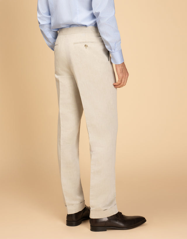 Evans Beige Linen-Cotton Trouser