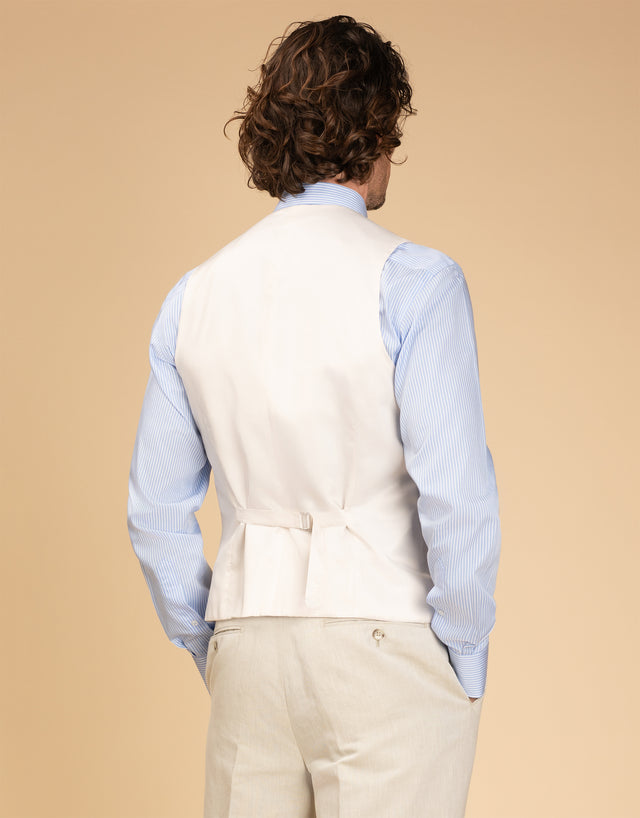 Churchill Beige Linen-Cotton Waistcoat