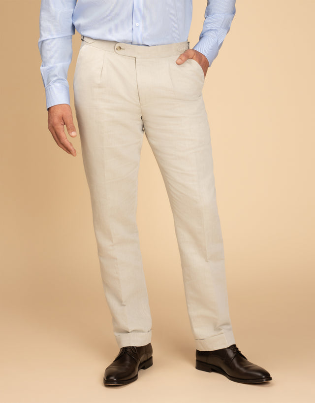 Evans Beige Linen-Cotton Trouser