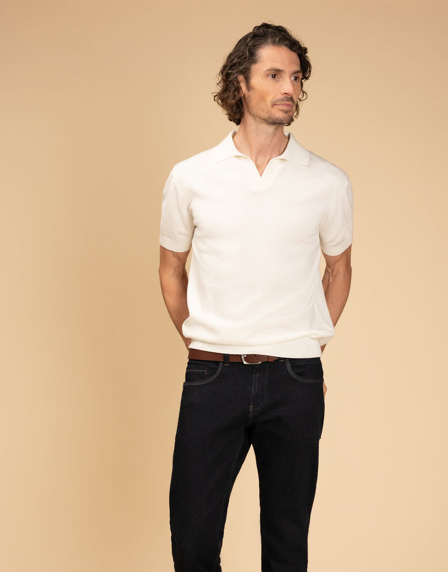 Amalfi Off-White Knitted Polo - styled
