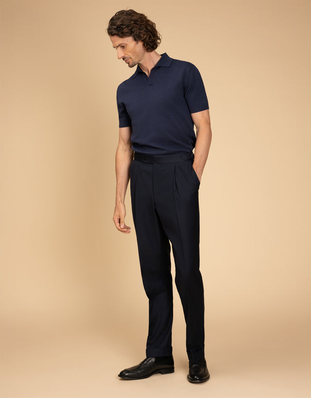 Amalfi Navy Knitted Polo