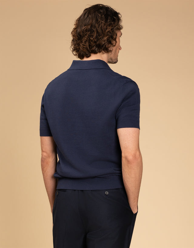 Amalfi Navy Knitted Polo