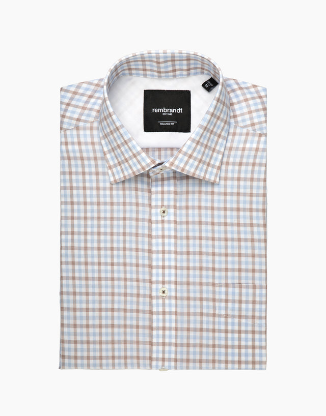 Sinatra Blue and Brown Check Shirt