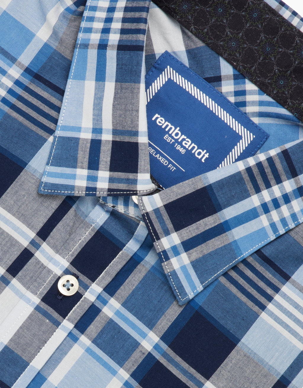 Raglan Blue and Navy Check Short Sleeve Shirt