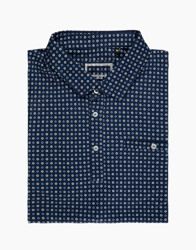 Portofino Navy and White Floral Polo Shirt