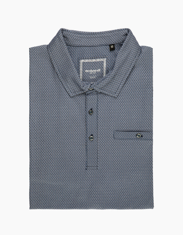 Portofino Navy and White Geometric Polo Shirt