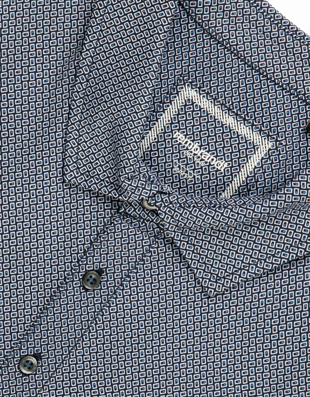 Portofino Navy and White Geometric Polo Shirt