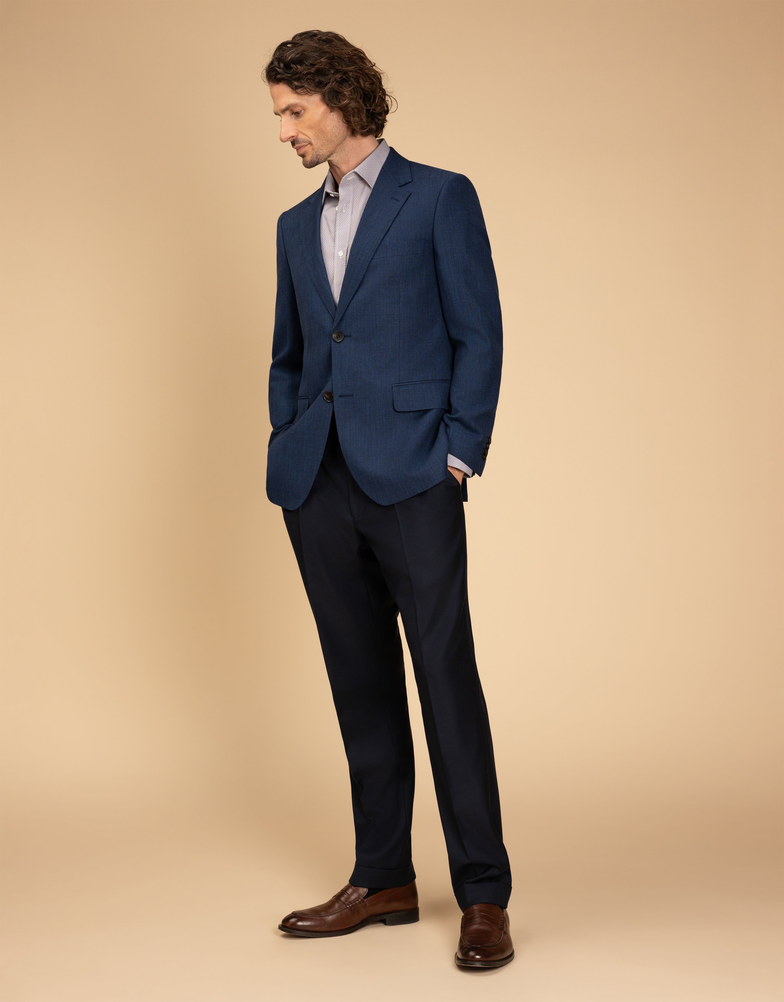 Sinatra Navy & Maroon Micro-design Shirt