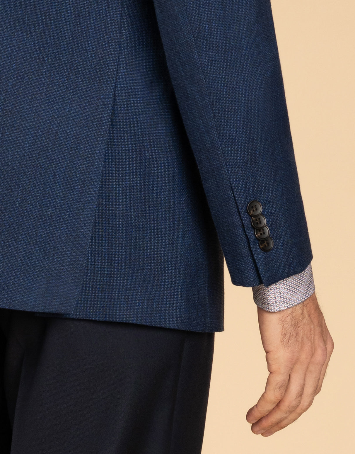 Hawker Blue Wool Linen Textured Blazer