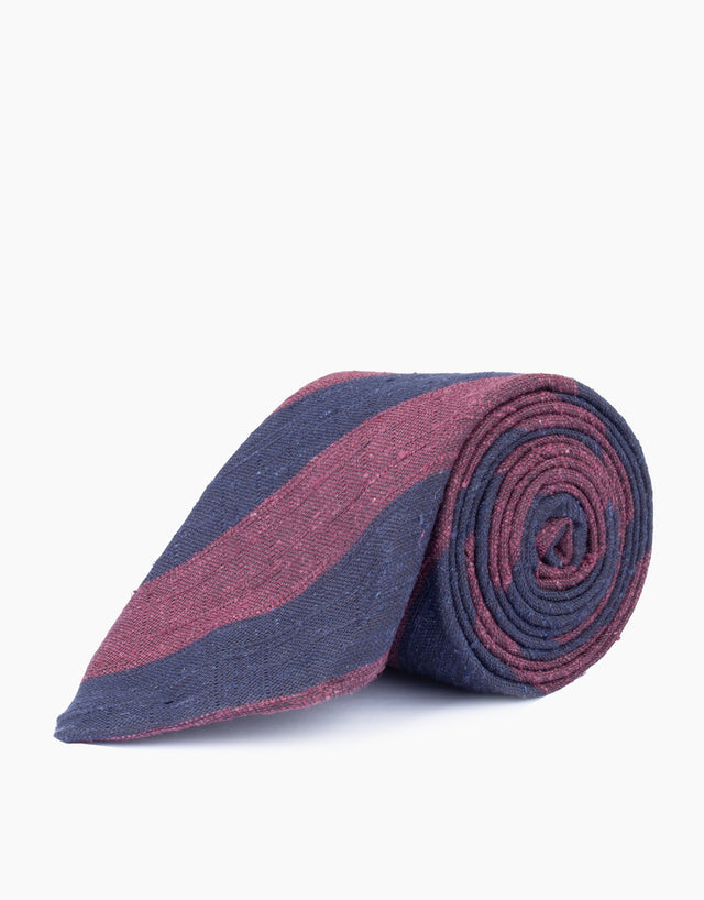 Brown & Navy Block Stripe Tie