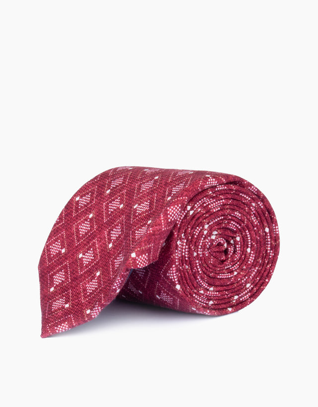 Red Square Geometric Silk Tie