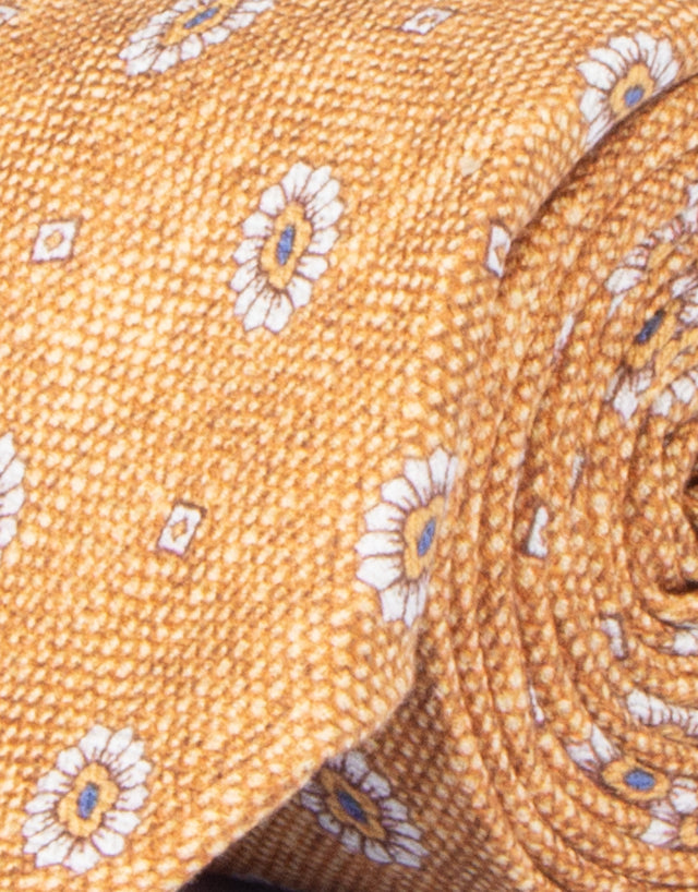 Sunflower Yellow Medallion Silk Tie