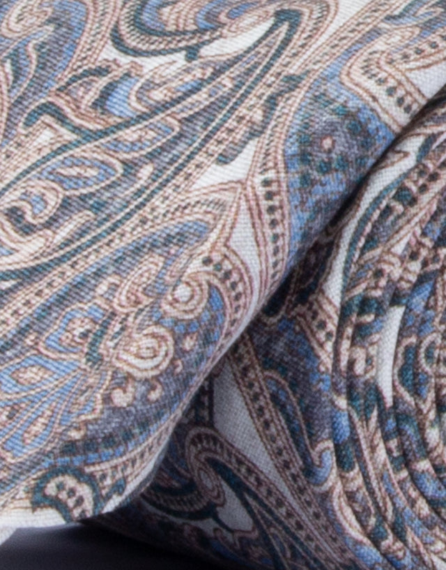 White Green & Blue Paisley Silk Tie