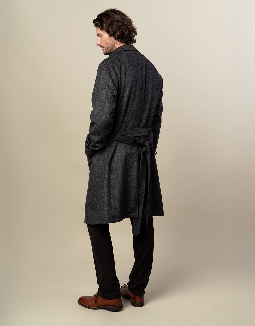 Loch Charcoal Grey Herringbone Raglan Coat