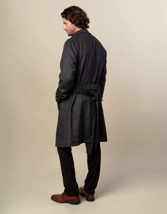Loch Charcoal Grey Herringbone Raglan Coat