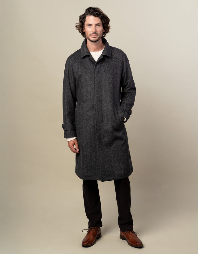 Loch Charcoal Grey Herringbone Raglan Coat
