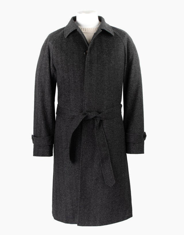 Loch Charcoal Grey Herringbone Raglan Coat