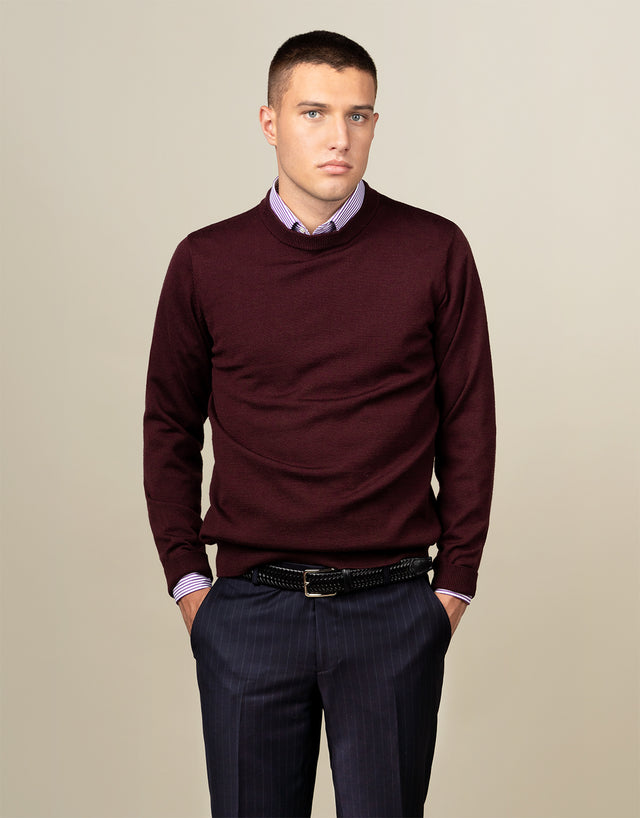 Naseby Burgundy Crew Neck Jersey