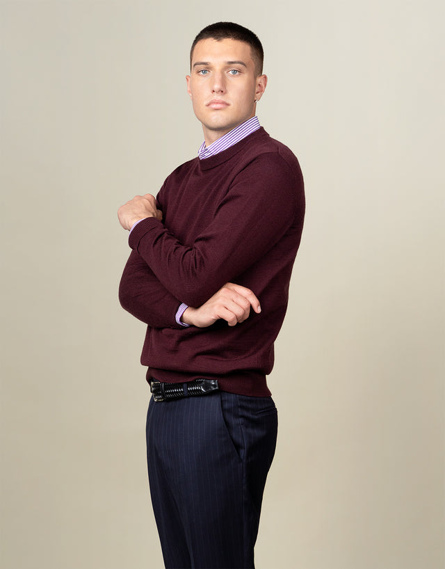 Naseby Burgundy Crew Neck Jersey