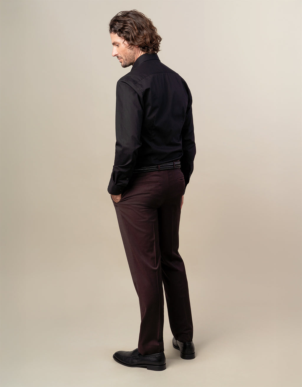 Lotus Burgundy Twill Suit Trouser