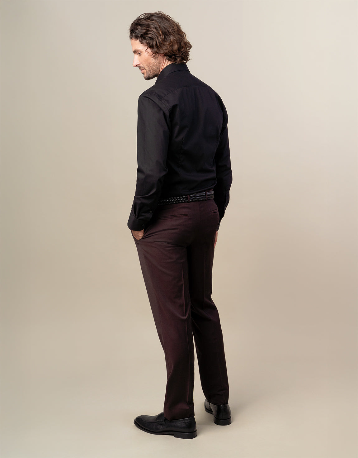 Lotus Burgundy Twill Suit Trouser