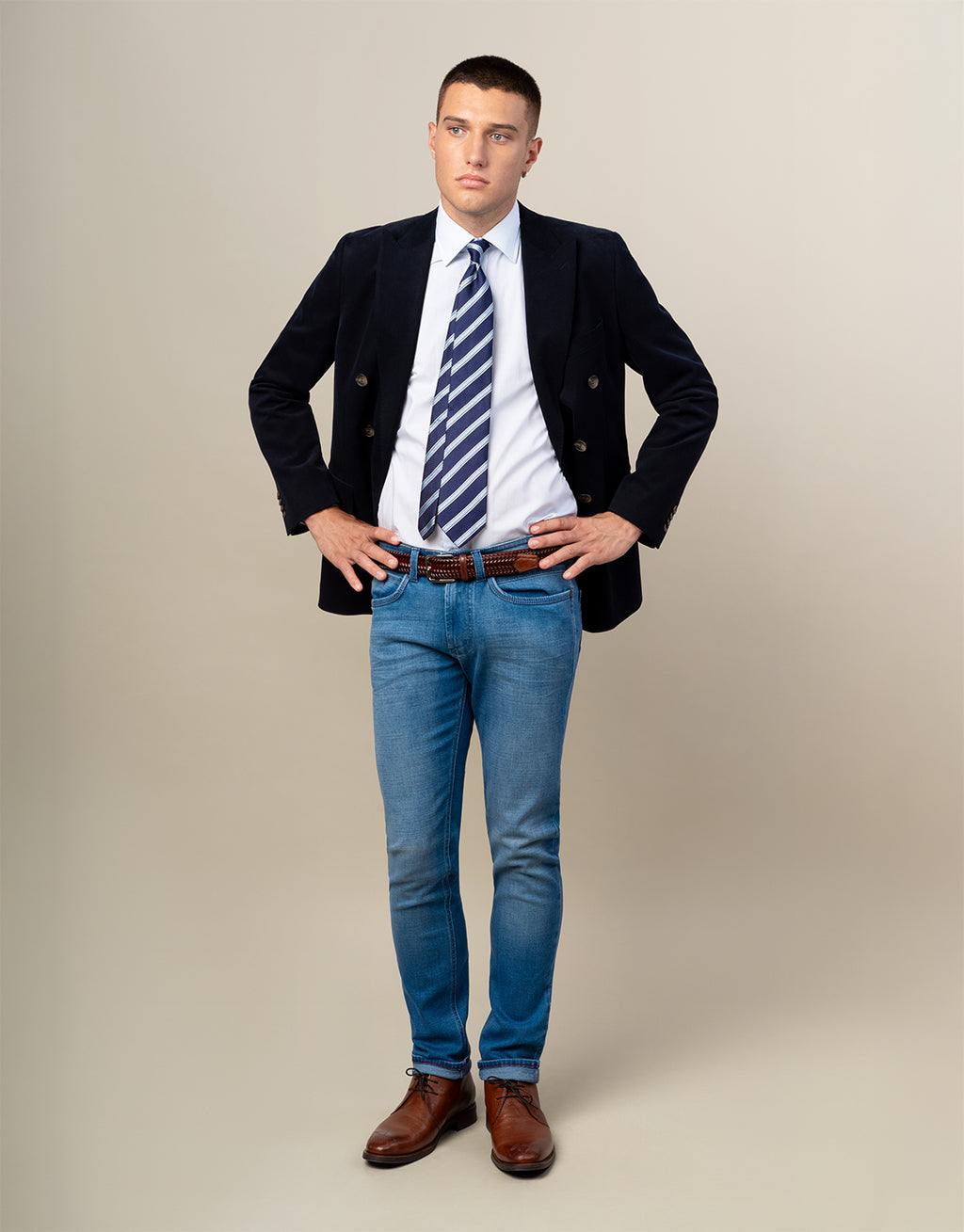 Whetu Navy Brushed Cotton Blazer