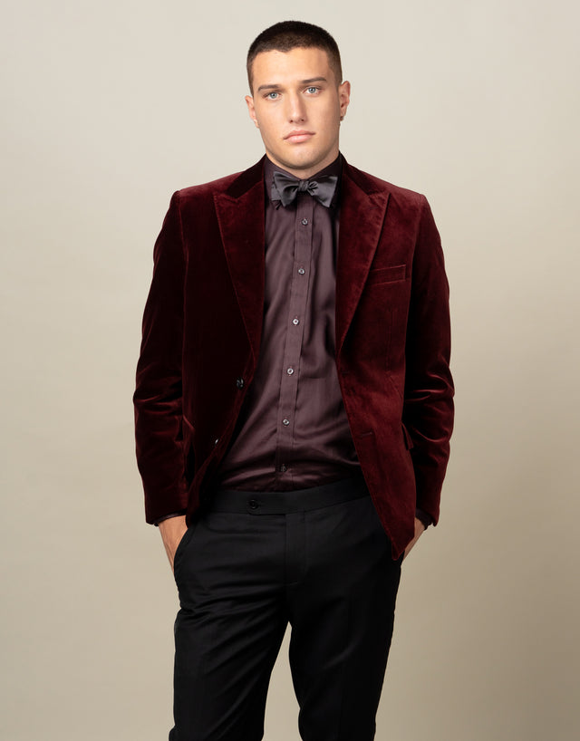 Lyon Burgundy Velvet Blazer