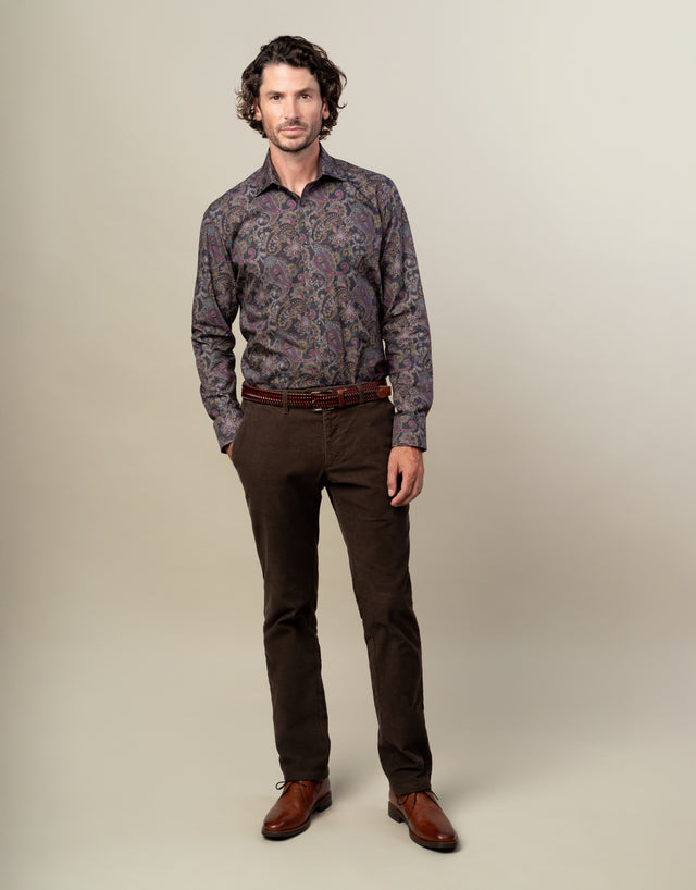 London Purple Paisley Print Shirt