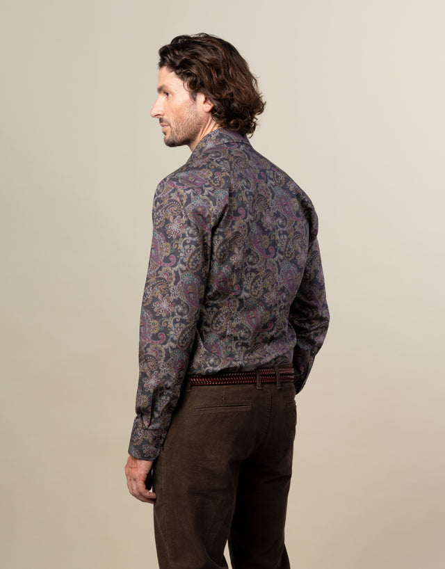 London Purple Paisley Print Shirt