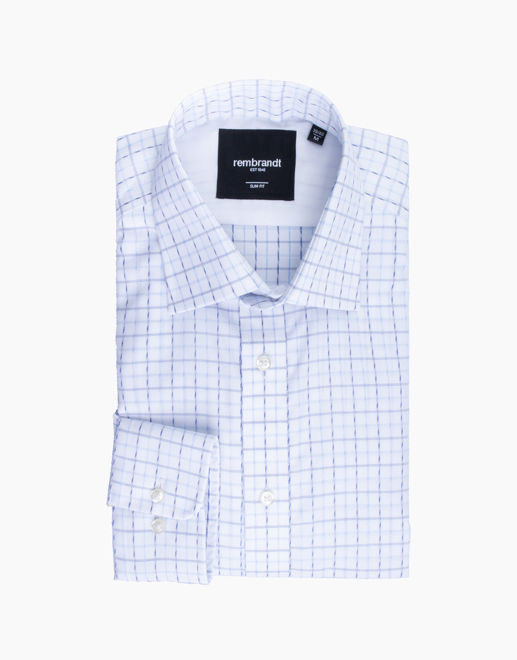 York White & Blue Check Non-Iron Shirt