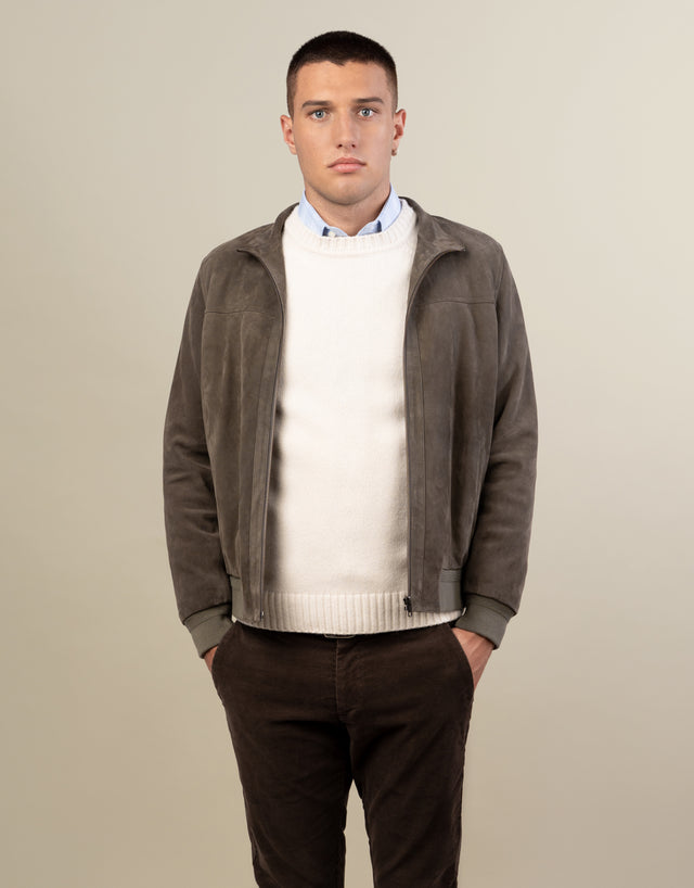 Bursa Khaki Green Suede Jacket