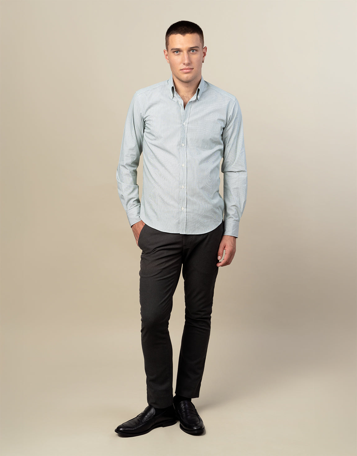 Ohope Green Micro-Stripe Shirt