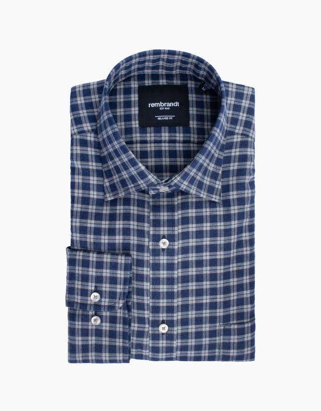 Ohope Blue & Grey Check Flannel Shirt