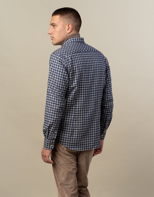 Ohope Blue & Grey Check Flannel Shirt