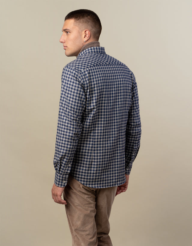 Ohope Blue & Grey Check Flannel Shirt