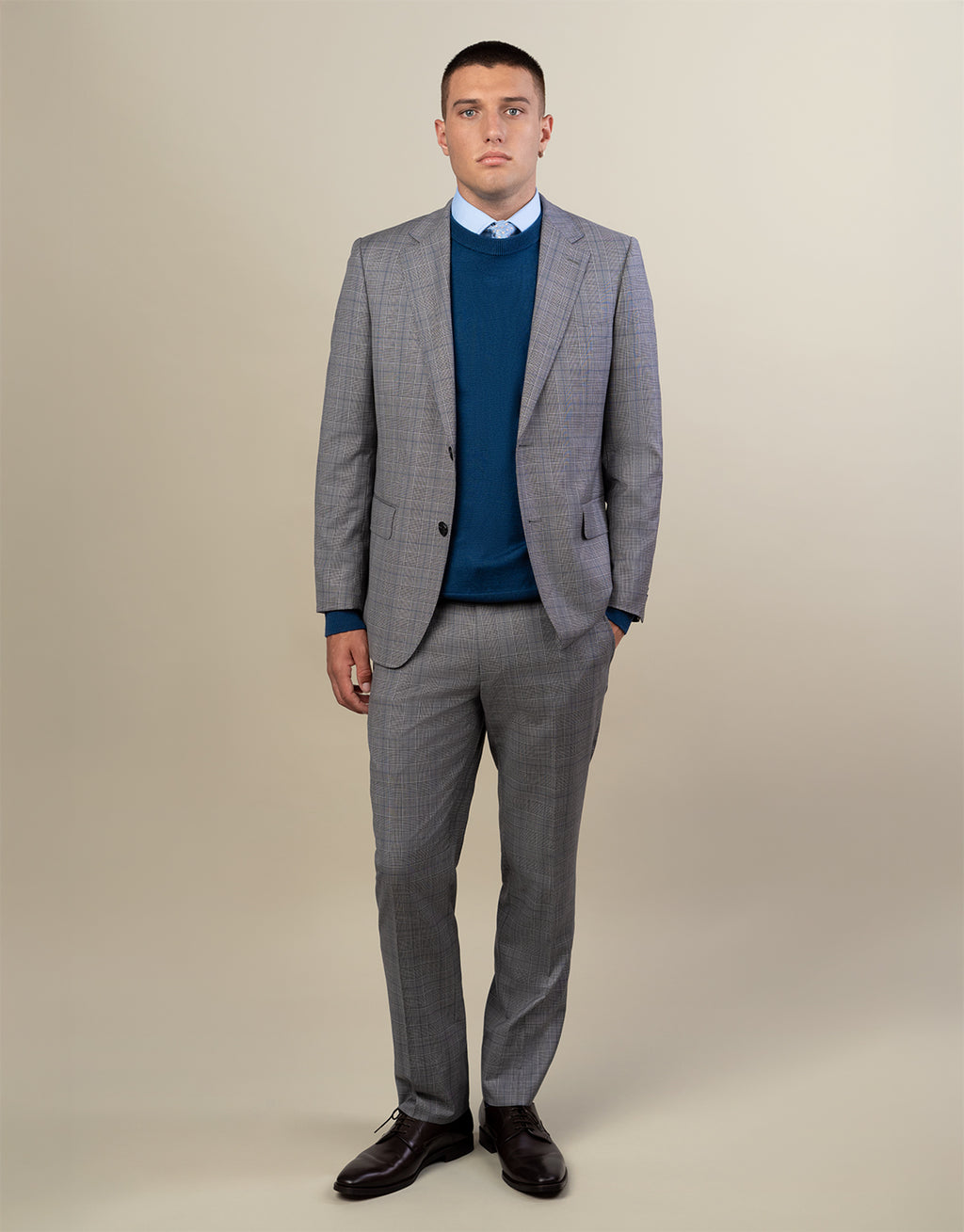 Cooper Grey & Blue Glen Check Suit Jacket