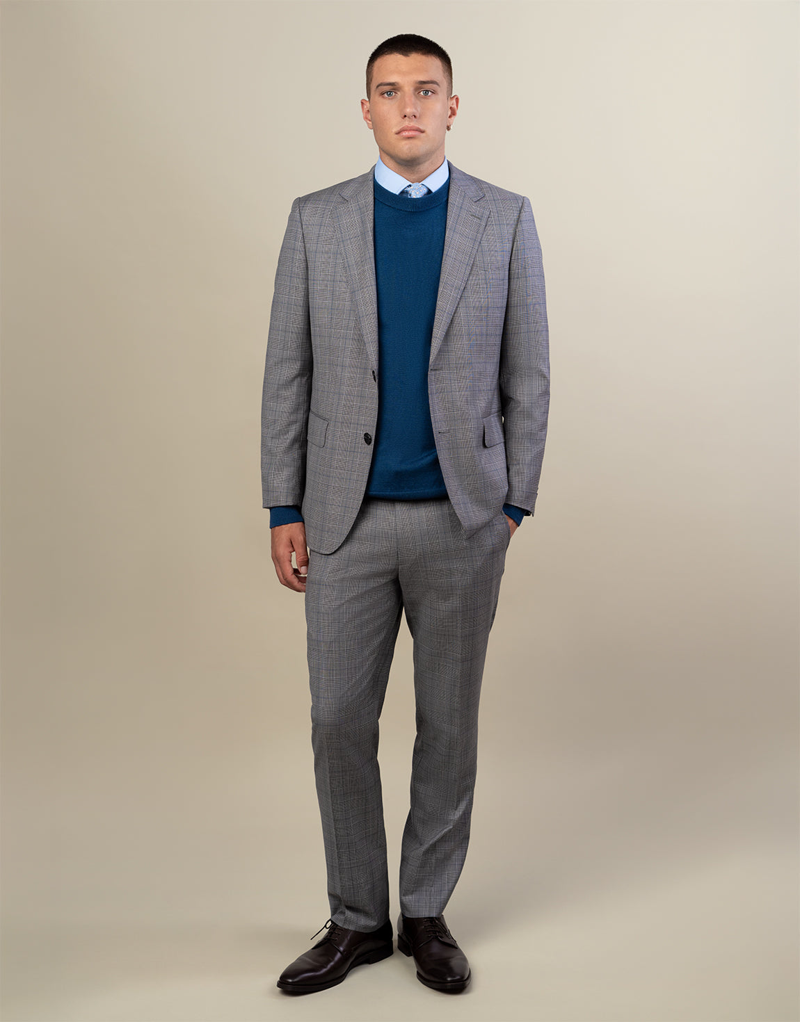 Cooper Grey & Blue Glen Check Suit Jacket