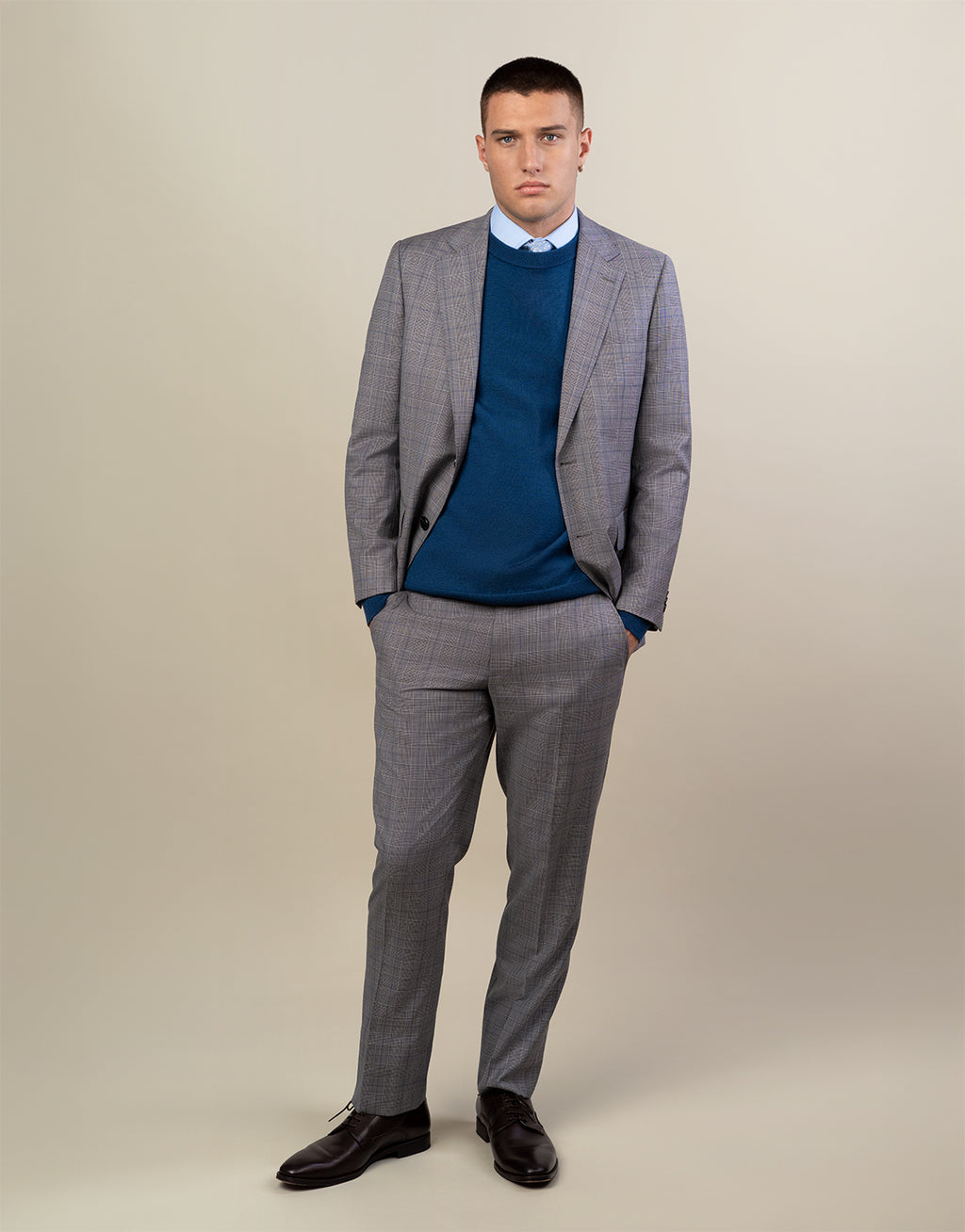 Lotus Grey & Blue Glen Check Trouser