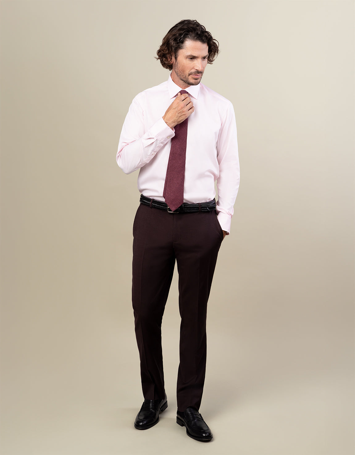 Lotus Burgundy Twill Suit Trouser