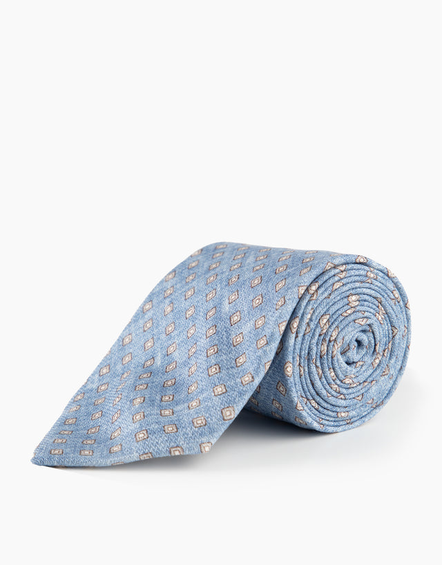 Chambray Blue & Grey Diamond Silk Tie