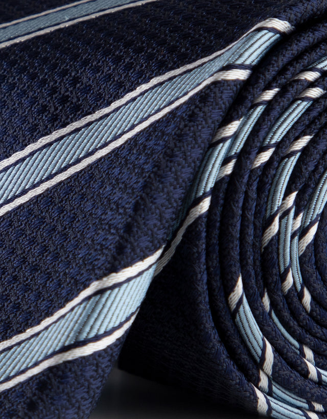 Navy & Sky Blue Stripe Silk Tie