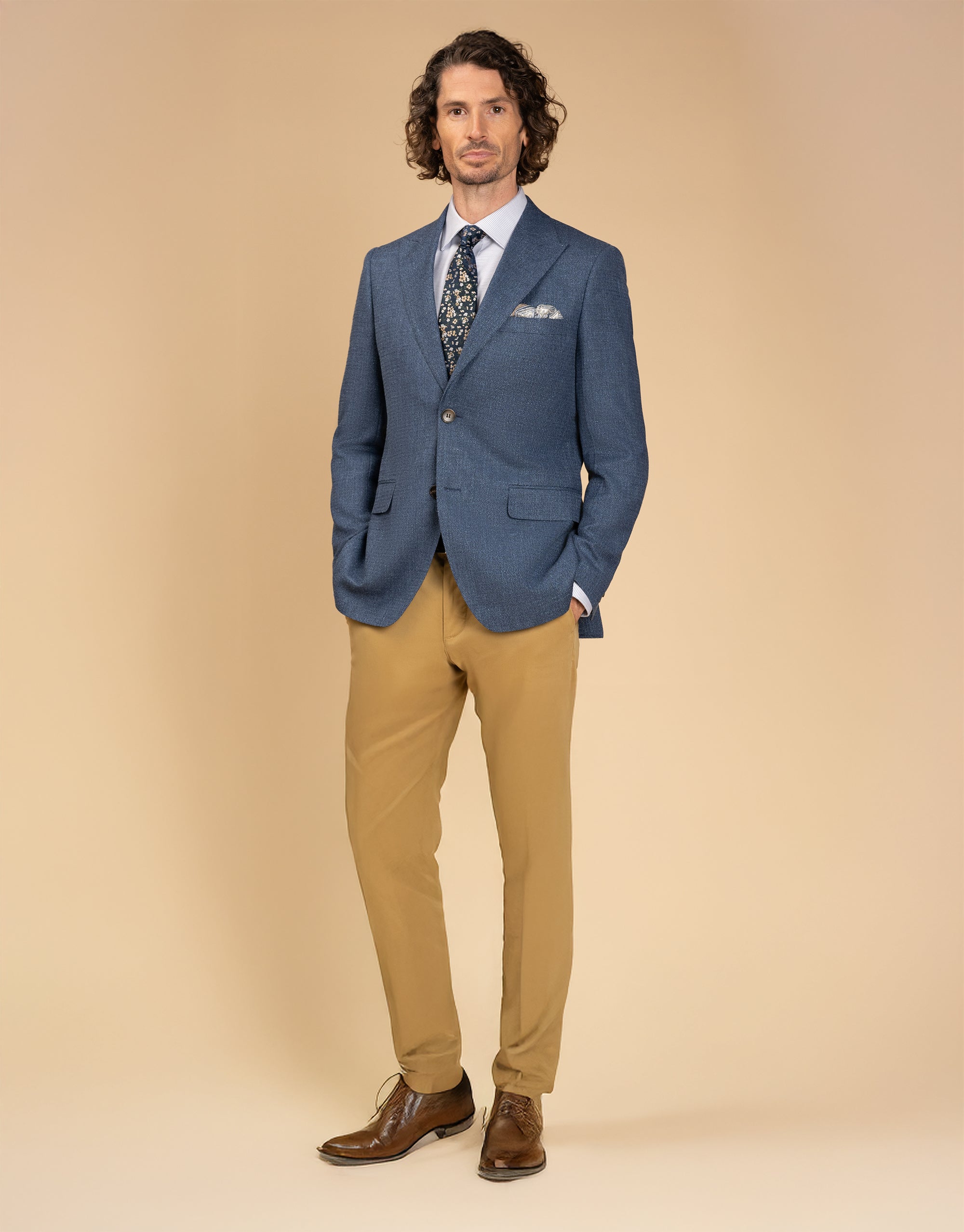 Sinatra White & Blue Micro-design Shirt