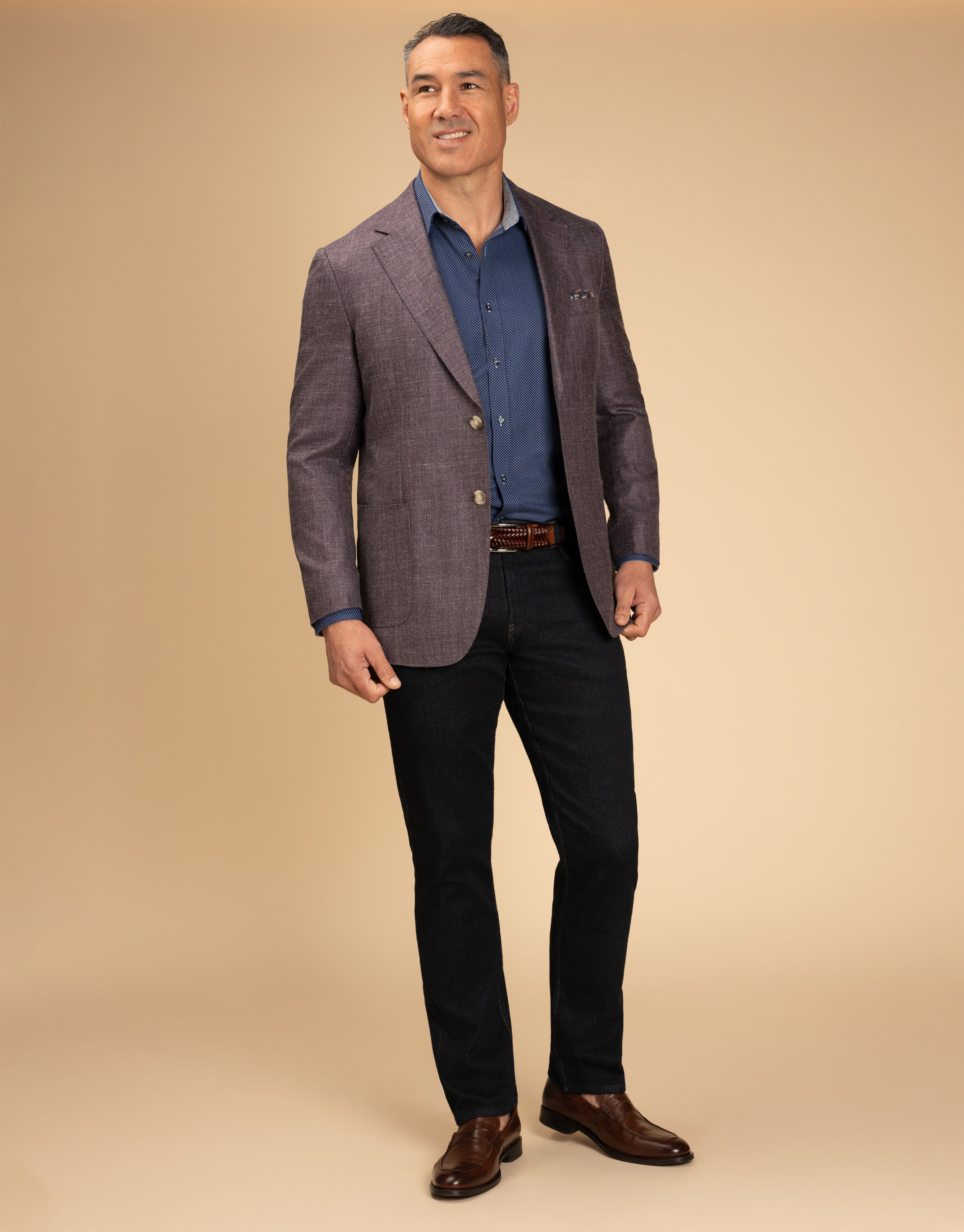 Barbican Navy Blue Spot Shirt
