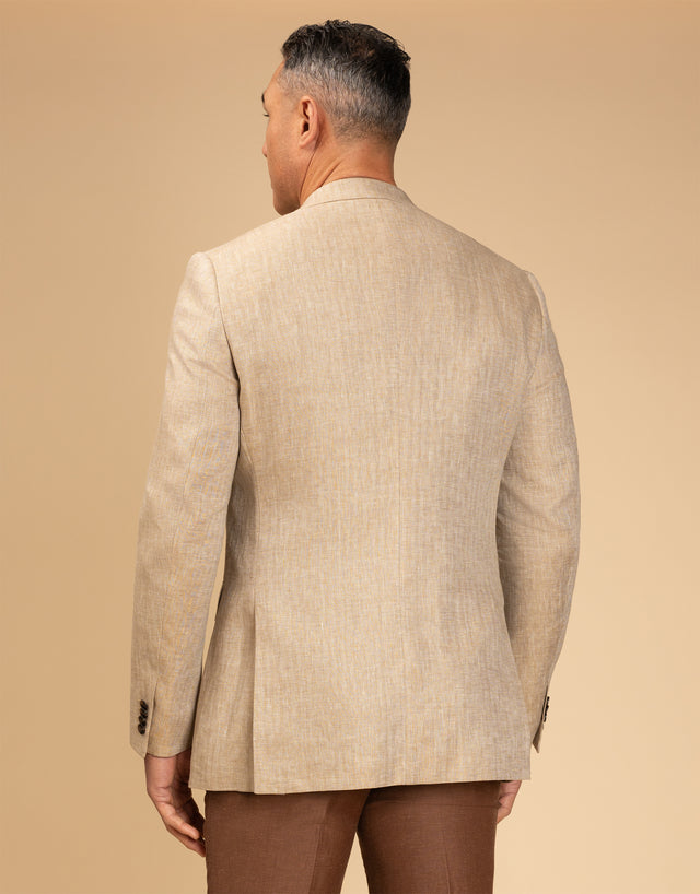 Cooper Beige Linen Herringbone Blazer