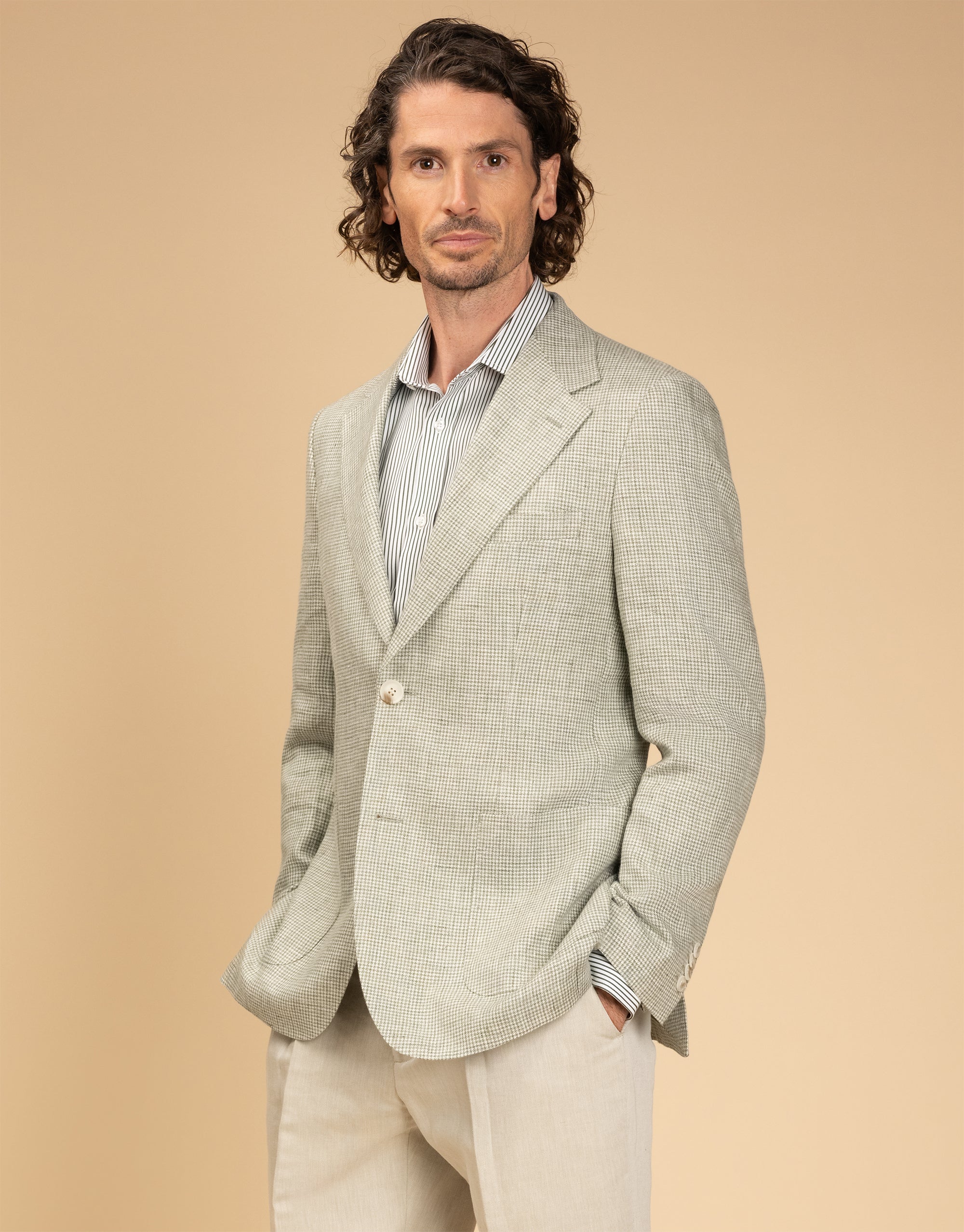 London Green Pencil Stripe Shirt