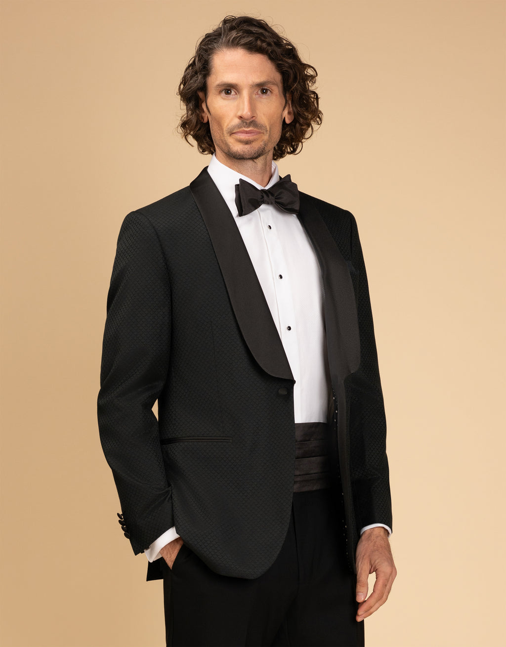 Bryan Dark Green Jaquard Dinner Jacket