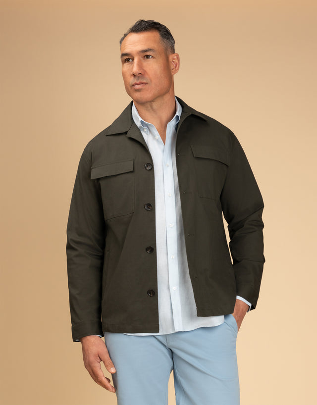 Devonport Khaki Green Cotton Shirt Jacket