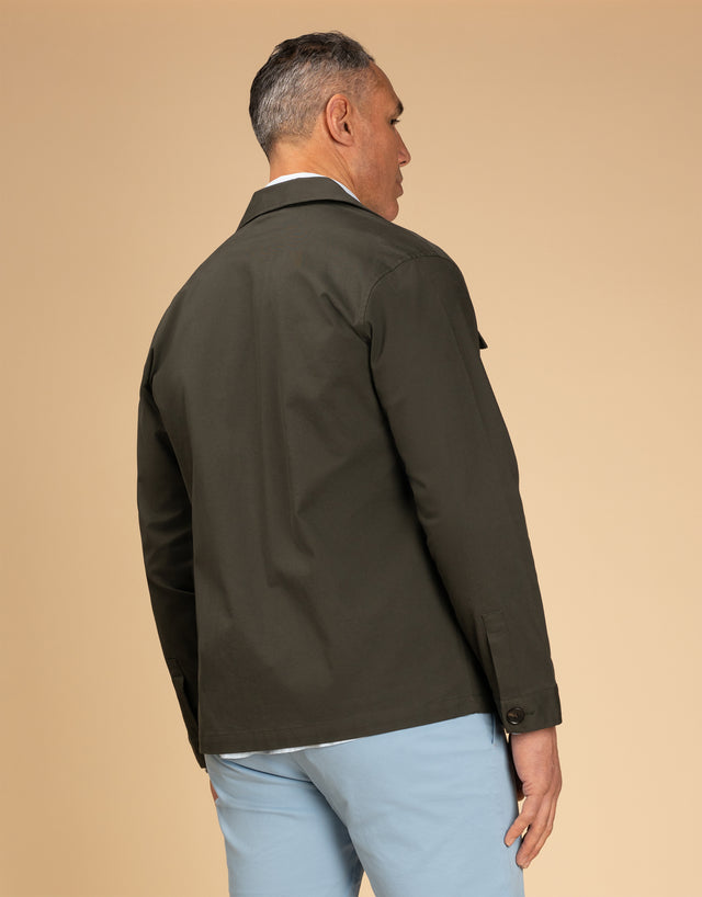 Devonport Khaki Green Cotton Shirt Jacket
