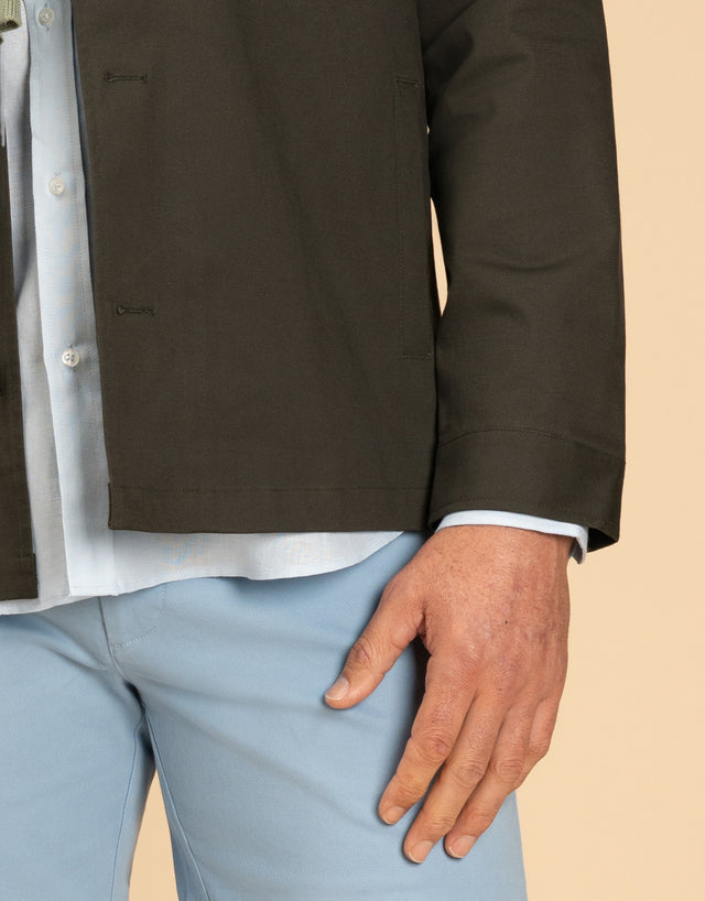 Devonport Khaki Green Cotton Shirt Jacket